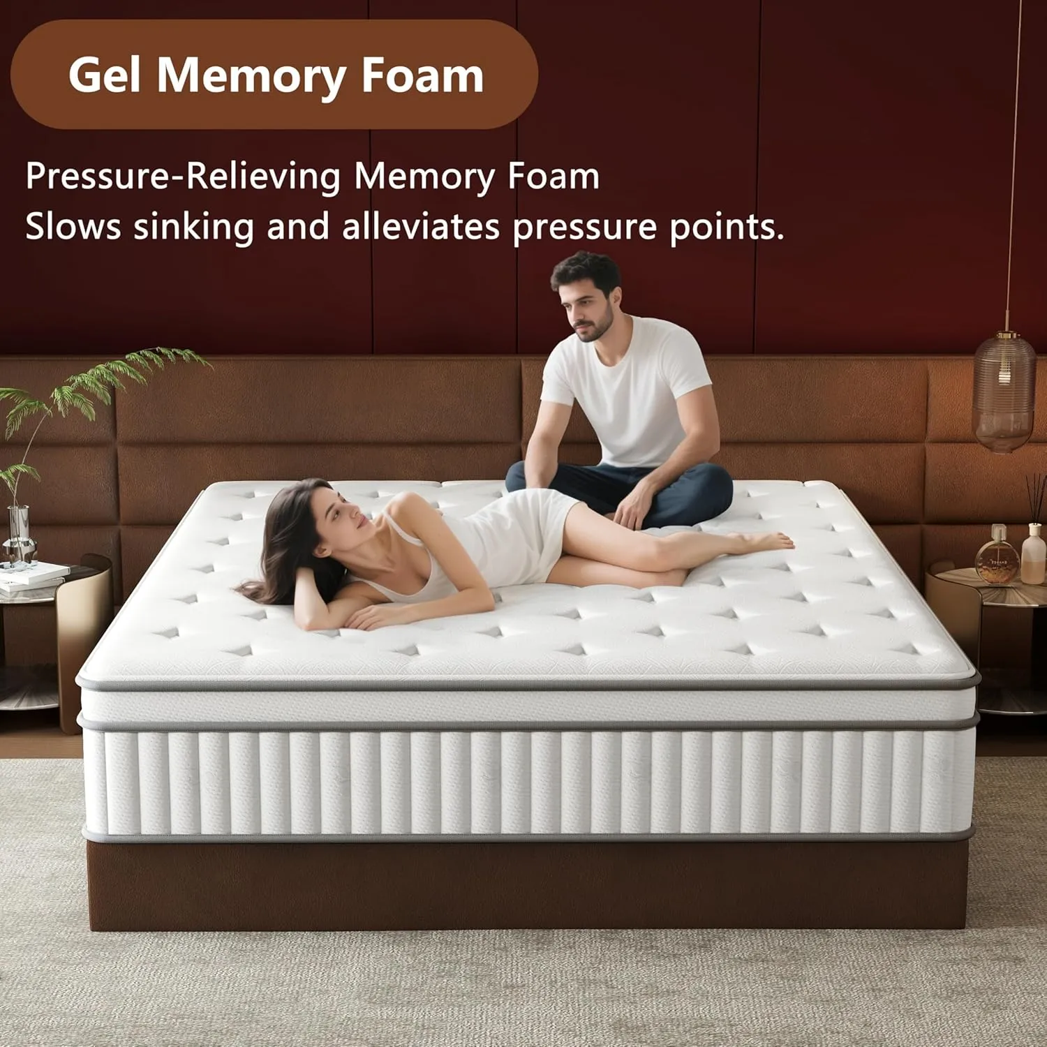 mikibama Queen Size Mattress, 12 Inch Hybrid Mattress in a Box for Queen Bed with Memory Foam and Pocket Spring,Tight Top Medium Firm Feel, 60"*80"*12",100 Night Trial