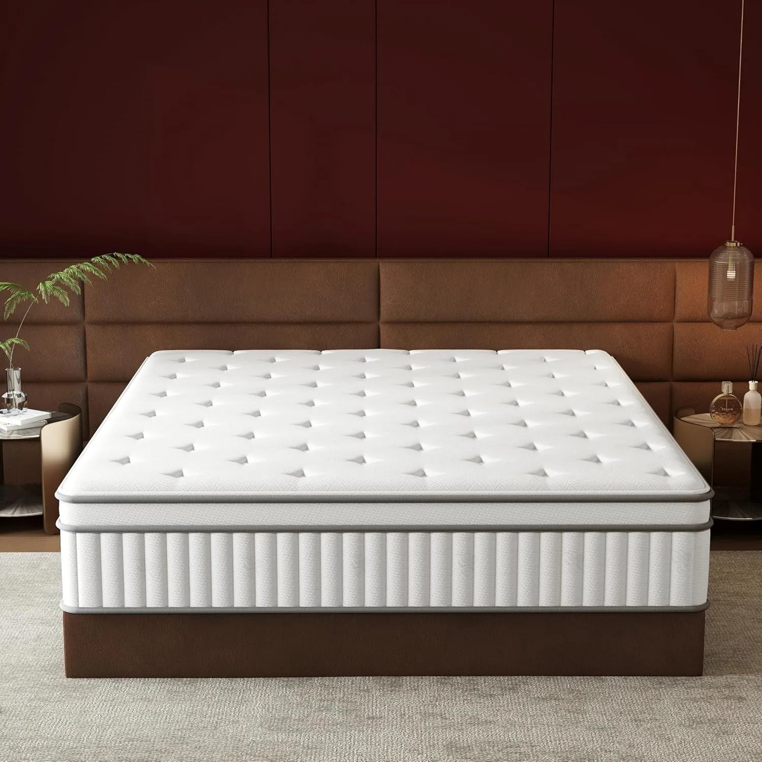 mikibama Queen Size Mattress, 12 Inch Hybrid Mattress in a Box for Queen Bed with Memory Foam and Pocket Spring,Tight Top Medium Firm Feel, 60"*80"*12",100 Night Trial