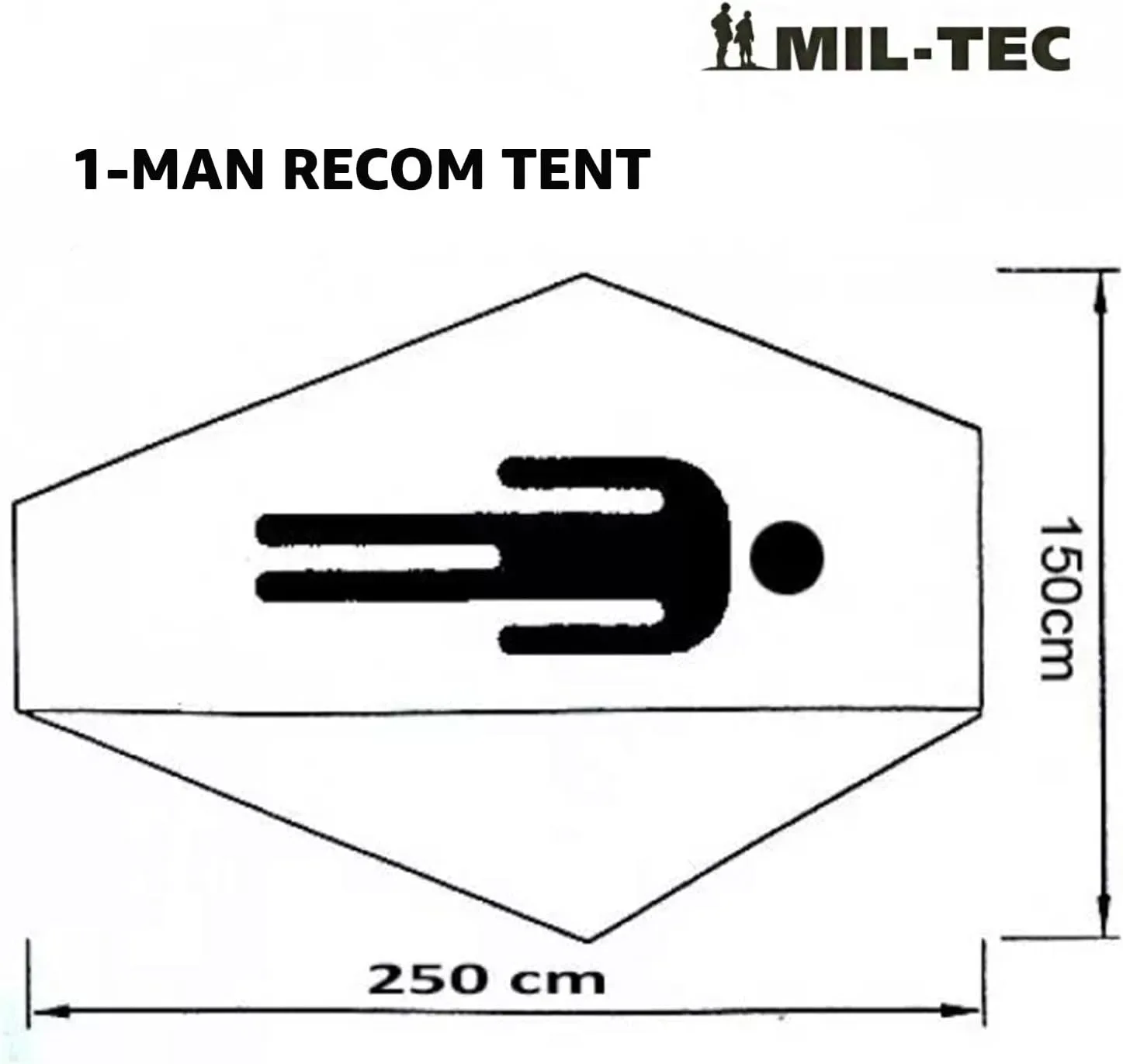 Mil-Tec Recom 1-Person Compact Lightweight Durable Weatherproof Wind & Storm-Resistant Easy-to-Install Tactical Outdoor Hiking Camping Tent with Zipper Entrance & Mosquito Net