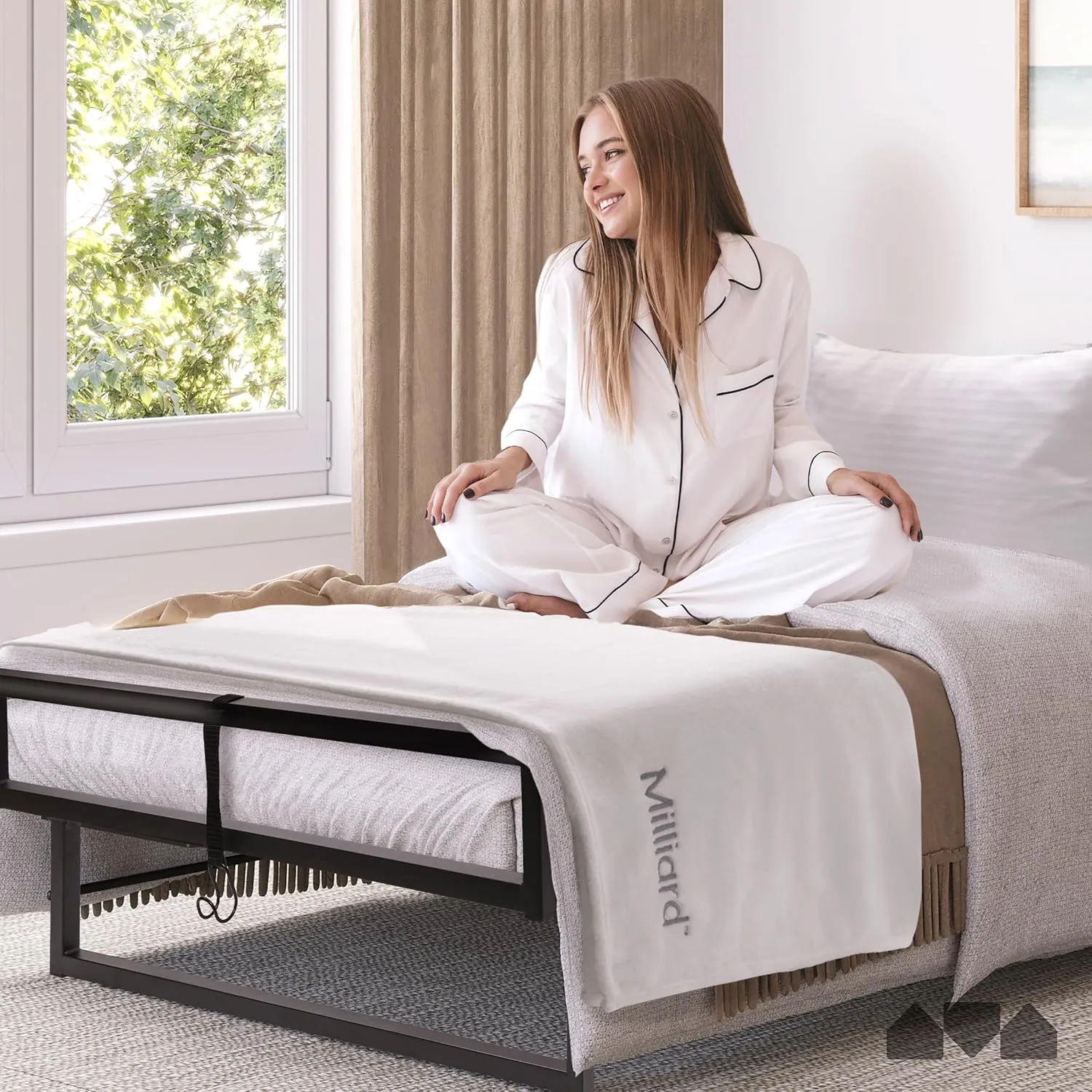 Milliard Deluxe Presidential Folding Bed with Mattress for Adults, Twin Size, Portable Foldable Bed with Bonus Pillow and Blanket Included, 77” x 38", Fold Up, Roll Away, & Hideaway