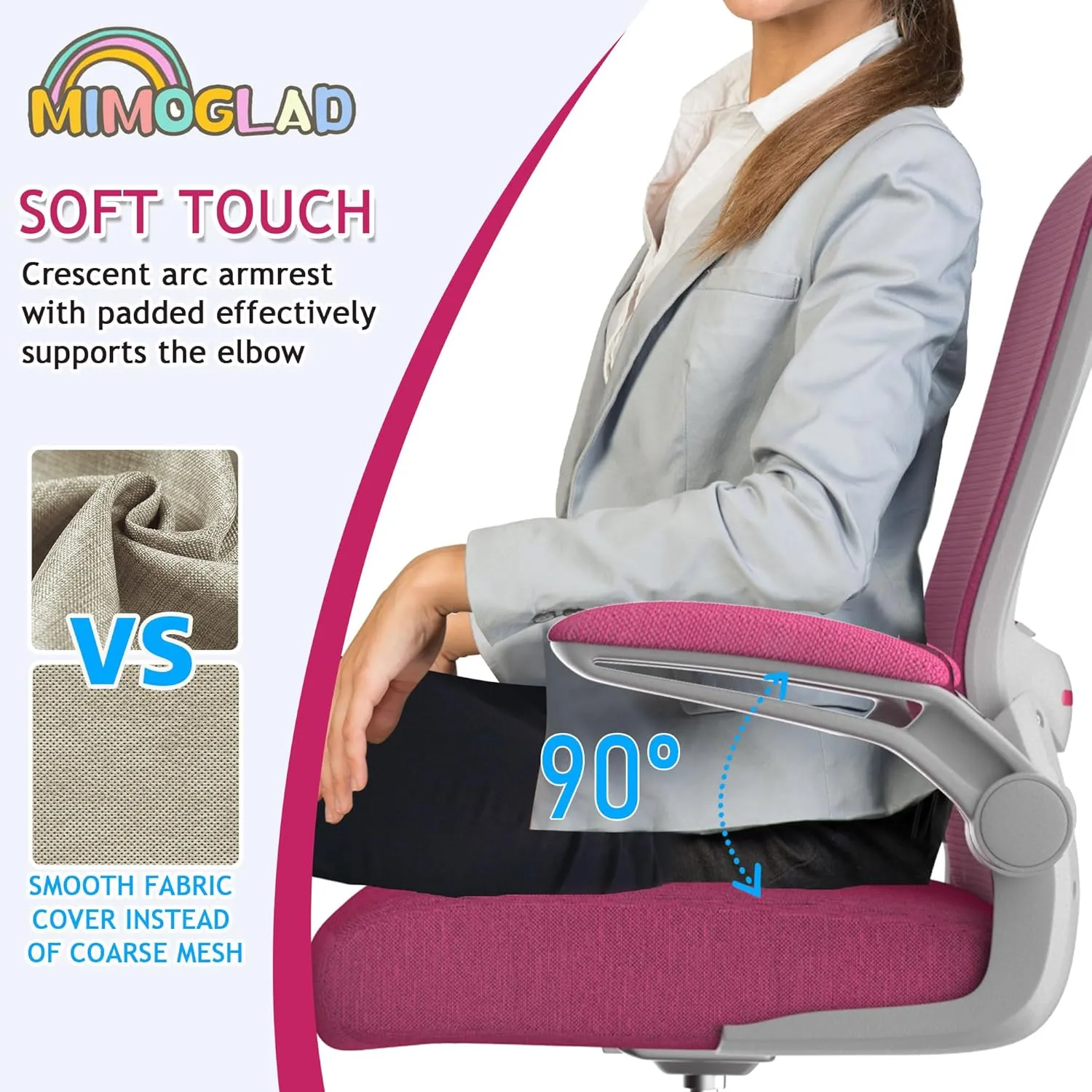 Mimoglad Ergonomic High Back Mesh Office Chair, Adjustable Lumbar Support, Thickened Seat Cushion (Modern, Barbie Pink)