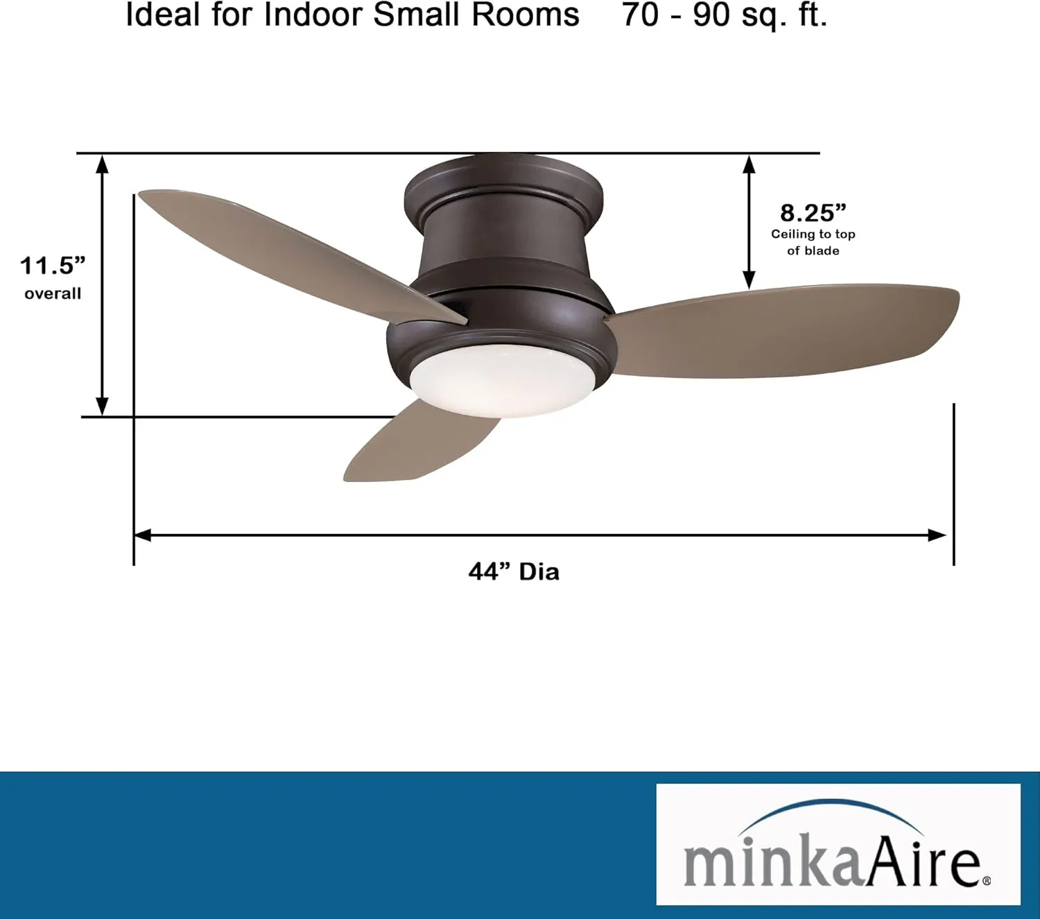 Minka-Aire 44" LED FLUSH MOUNT CEILING FAN,Oil-Rubbed Bronze (LED Light)