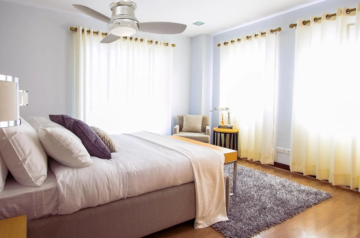 MINKA-AIRE Concept II LED 44" Hugger Ceiling Fan with Integrated LED Light in Polished Nickel Finish, F518L-PN
