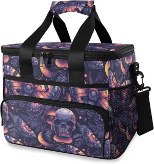 MNSRUU Cooler Bag Gothic Skull Rose Soft Cooler Bag Insulated Lunch Totes Picnic Bag Beach Cooler Lunch Box Container with Adjustable Shoulder Strap