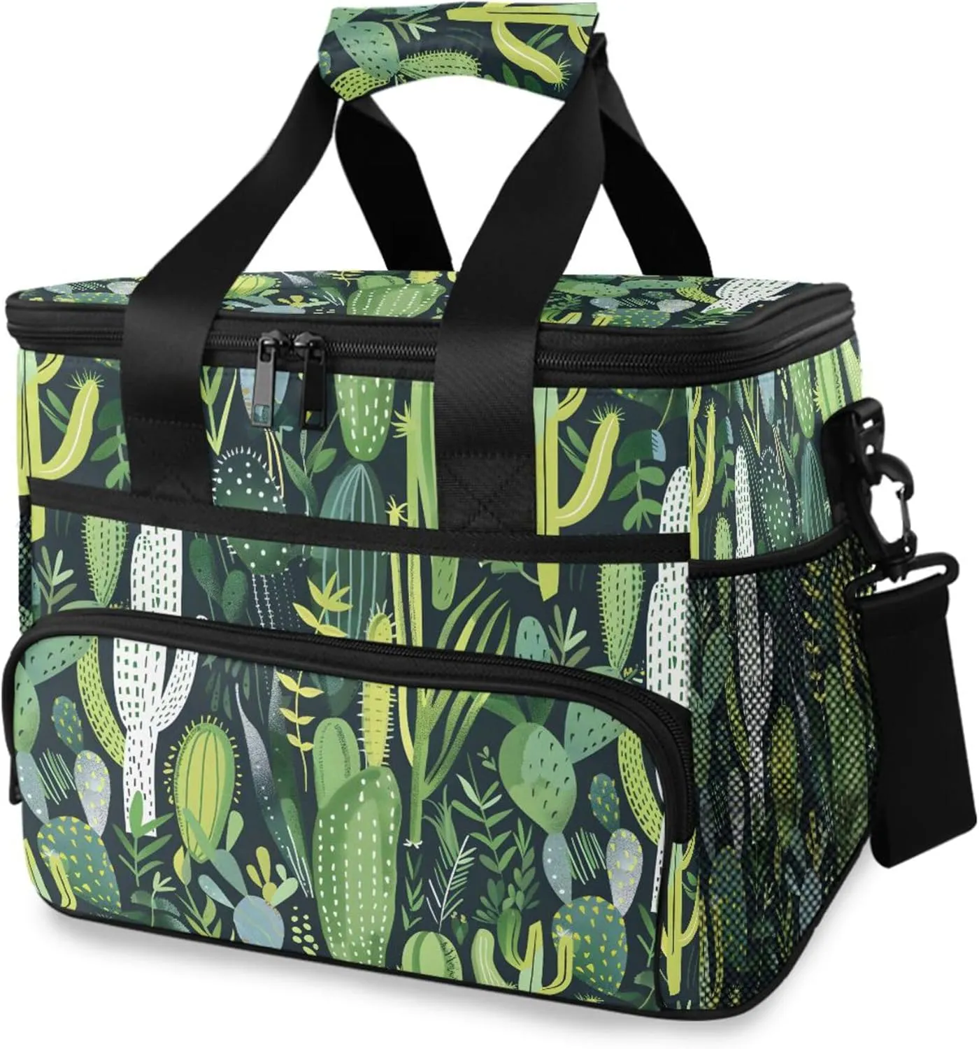 MNSRUU Cooler Bag Green Cactus Soft Cooler Bag Insulated Lunch Totes Picnic Bag Beach Cooler Lunch Box Container with Adjustable Shoulder Strap