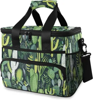 MNSRUU Cooler Bag Green Cactus Soft Cooler Bag Insulated Lunch Totes Picnic Bag Beach Cooler Lunch Box Container with Adjustable Shoulder Strap