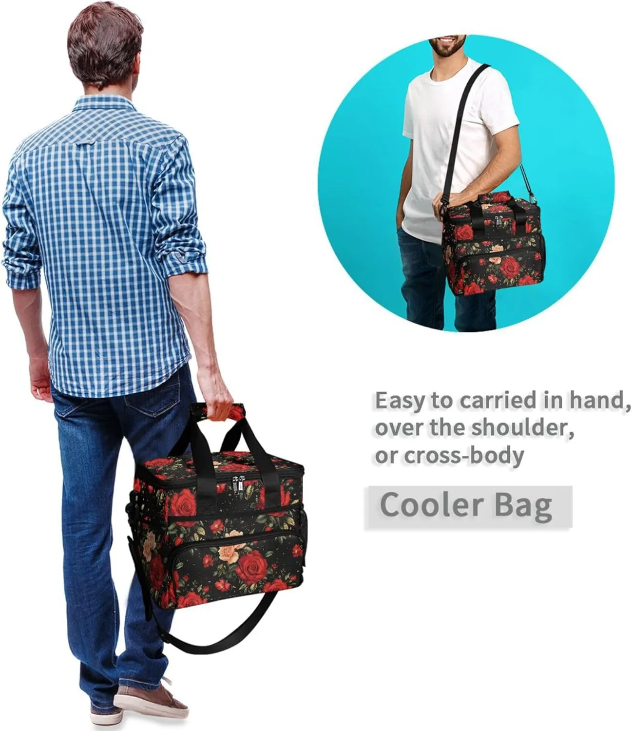 MNSRUU Cooler Bag Green Cactus Soft Cooler Bag Insulated Lunch Totes Picnic Bag Beach Cooler Lunch Box Container with Adjustable Shoulder Strap