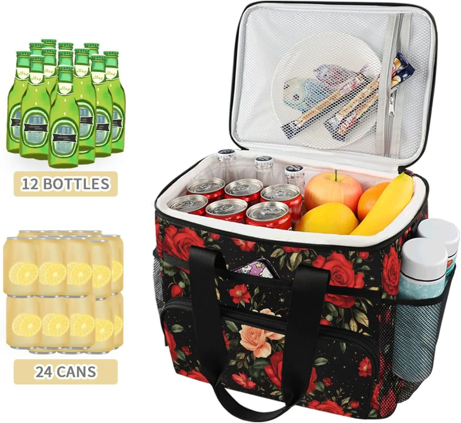 MNSRUU Cooler Bag Green Cactus Soft Cooler Bag Insulated Lunch Totes Picnic Bag Beach Cooler Lunch Box Container with Adjustable Shoulder Strap