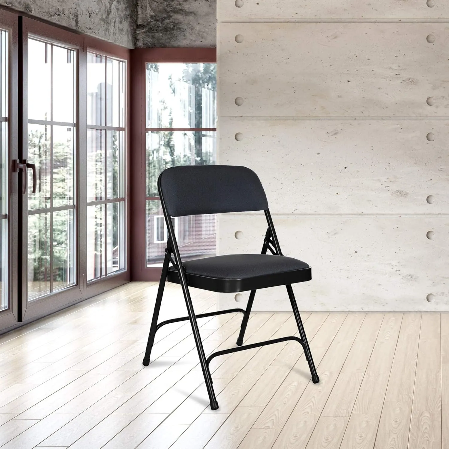 Modern Black Foldable Study Chair and Base Metal Legs for Students (Pack of 2 Pcs)