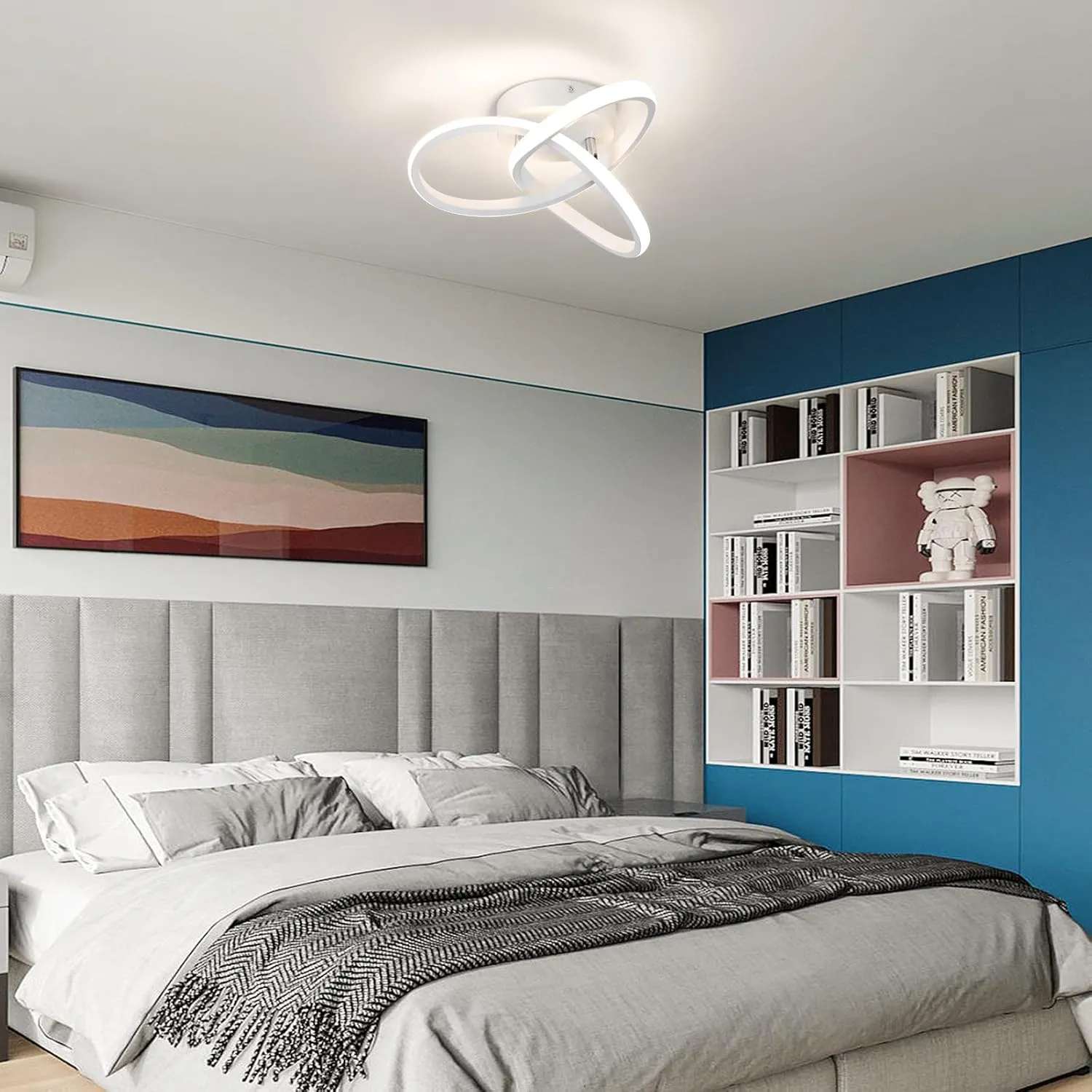 Modern Led Ceiling Light Fixtures,4500K Daylight White Semi Flush Mount Hallway Ceiling Light for Bedroom Bathroom Kitchen Balcony Laundry Room Stair Ceiling Lamp Curved Design (White, 4500K)