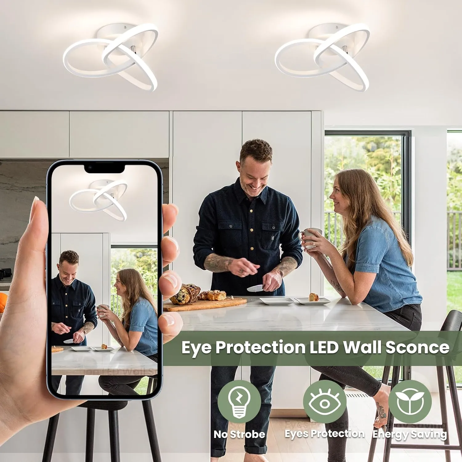 Modern Led Ceiling Light Fixtures,4500K Daylight White Semi Flush Mount Hallway Ceiling Light for Bedroom Bathroom Kitchen Balcony Laundry Room Stair Ceiling Lamp Curved Design (White, 4500K)