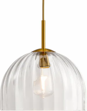 Modern Pendant Lights Kitchen Island, 11.8 Inch Large Chandelier, Rustic Farmhouse Industrial Ceiling Hanging LED Lighting Fixture with Clear Glass Bell Shade for Dining Room