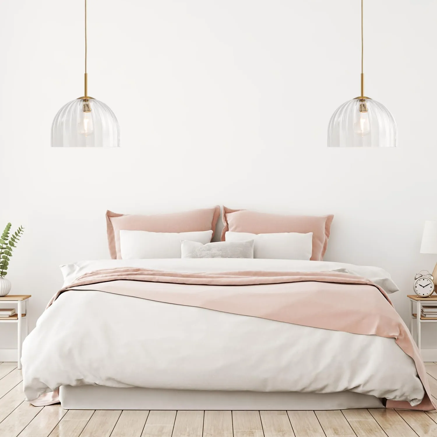 Modern Pendant Lights Kitchen Island, 11.8 Inch Large Chandelier, Rustic Farmhouse Industrial Ceiling Hanging LED Lighting Fixture with Clear Glass Bell Shade for Dining Room