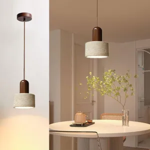 Modern Simple Brass Stone Pendant Lights Dining Room Kitchens Island Hanging Lights Wabi Sabi Style Solid Wood Bedside Light Fixture for Farmhouse Over Sink(Wire Adjustable) Type D