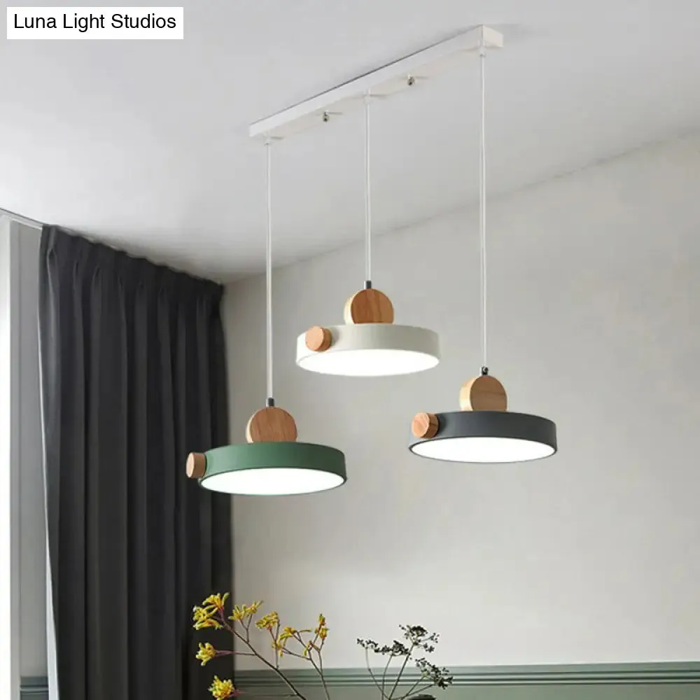 Modern White LED Hanging Pendant - Simplicity Acrylic - 3 Heads - Dining Room Ceiling Lamp