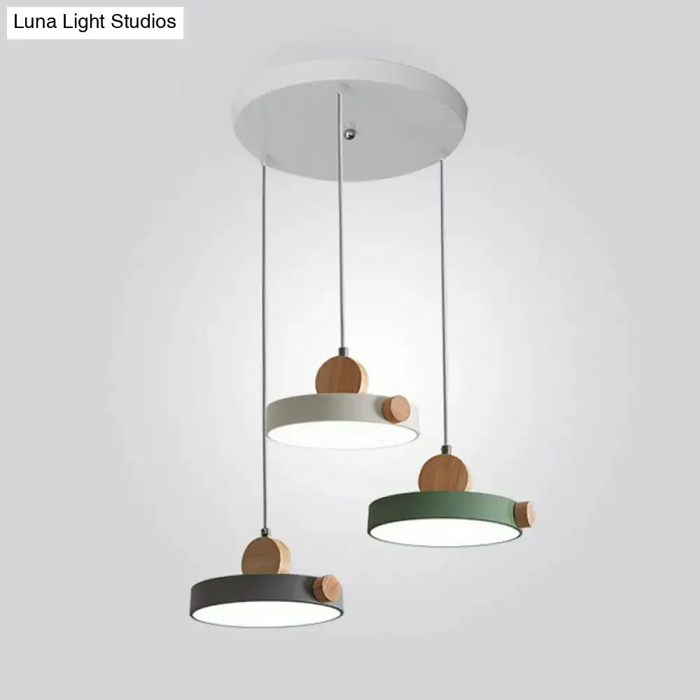 Modern White LED Hanging Pendant - Simplicity Acrylic - 3 Heads - Dining Room Ceiling Lamp