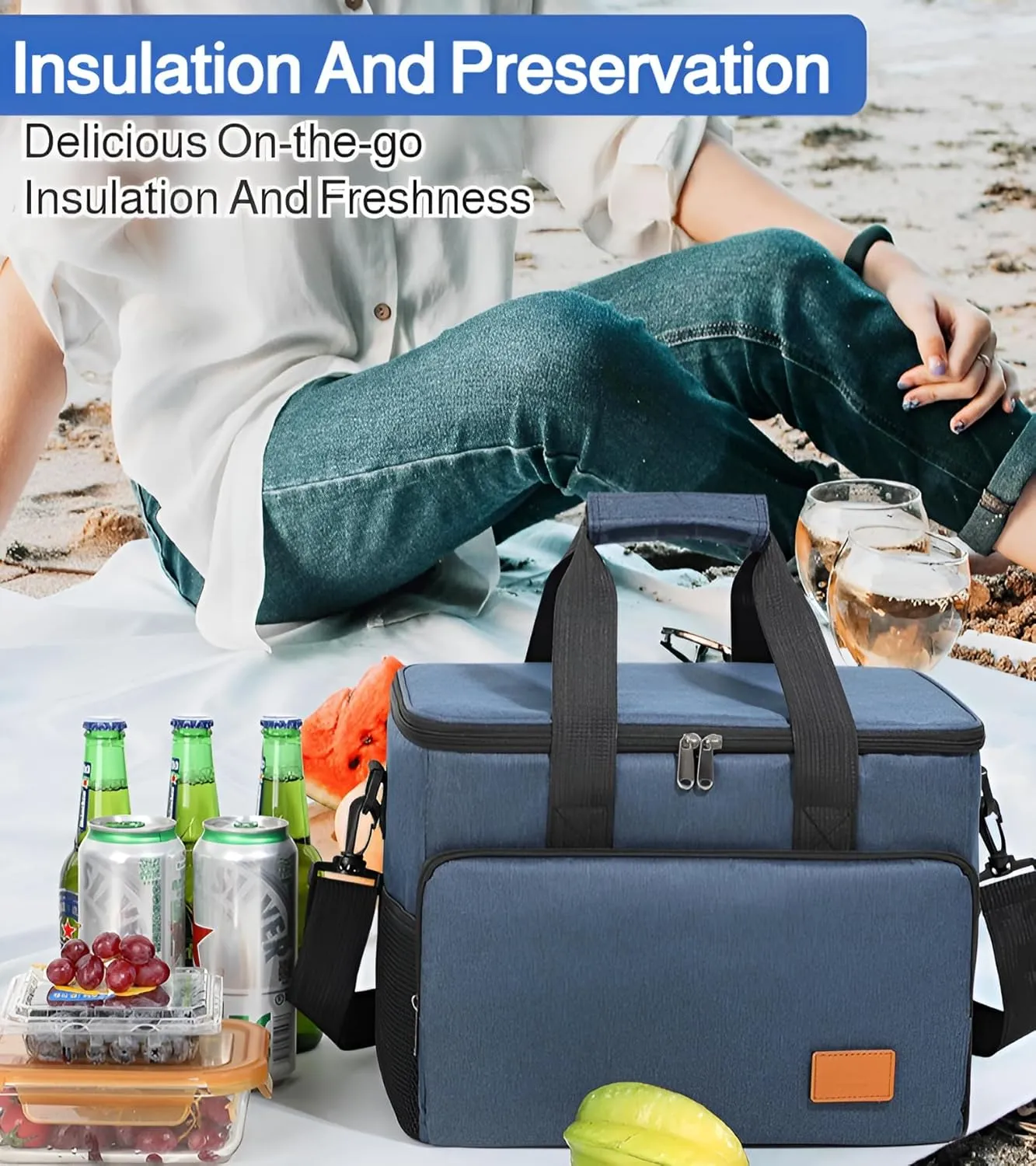 [Mokcoliy]【Heavy-Duty Insulated Cooler Bag】 - 300D Oxford Cloth, 12  Hours of Retention, for Camping and Outdoor Adventures - Multi-Purpose, Lightweight, and Convenient to Carry