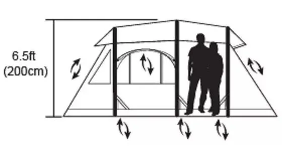 Moose Outdoors QwikFrame 4 Berth Tent in Orange, Blue & Grey FREE AIRBED
