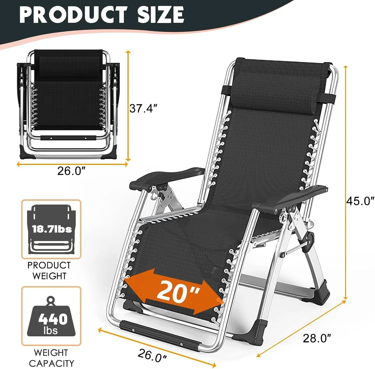 MOPHOTO Comfy Folding Chair for Living Room, Foldable Recliner Chair Lounge Chairs with Mattress for Indoor Outdoor, Leisure Chair Adjustable Reclining Chairs for Adults