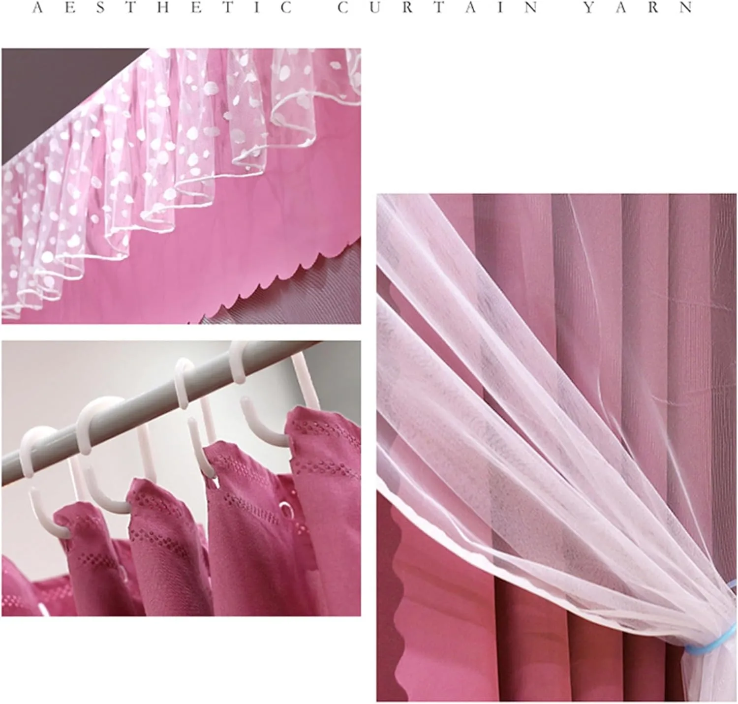 Mosquito Net, Bed Tent, Twin Size Bed Cover, King Size Fitted Sheet Style Blackout Tent with Breathable Mesh Bed Curtains Bedroom Decor for Girls' and Adult Beds/K Pink/200X220X170Cm