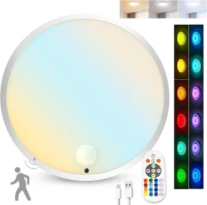 Motion Sensor Ceiling Light, Rechargeable Battery Powered Ceiling Light with 15 Color Temperatures, Motion Activated Closet Light with Magnetic Base for Shower Stairs Hallway Porch Garage Shed