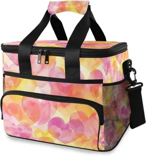Multi Colors Heart Cooler Bag Insulated Cooler Soft Sided Cooler 24 Can Portable Picnic Bag Large Leakproof Lunch Bag Box for Beach Grocery Camping Travel Car Men Women