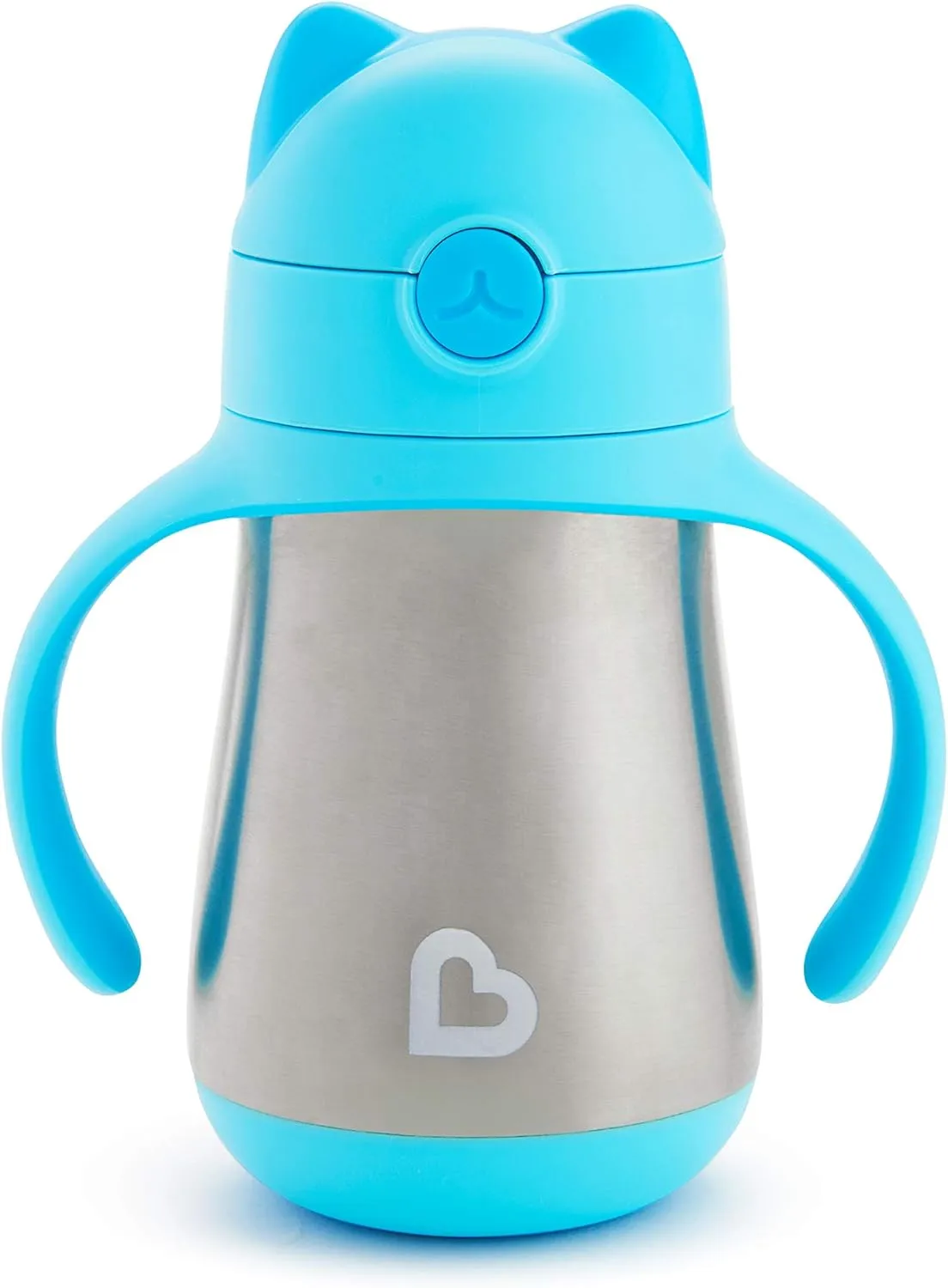 Munchkin Cool Cat Sippy Cup for Toddlers, Stainless Steel Straw Cup, 8 Ounce, Blue