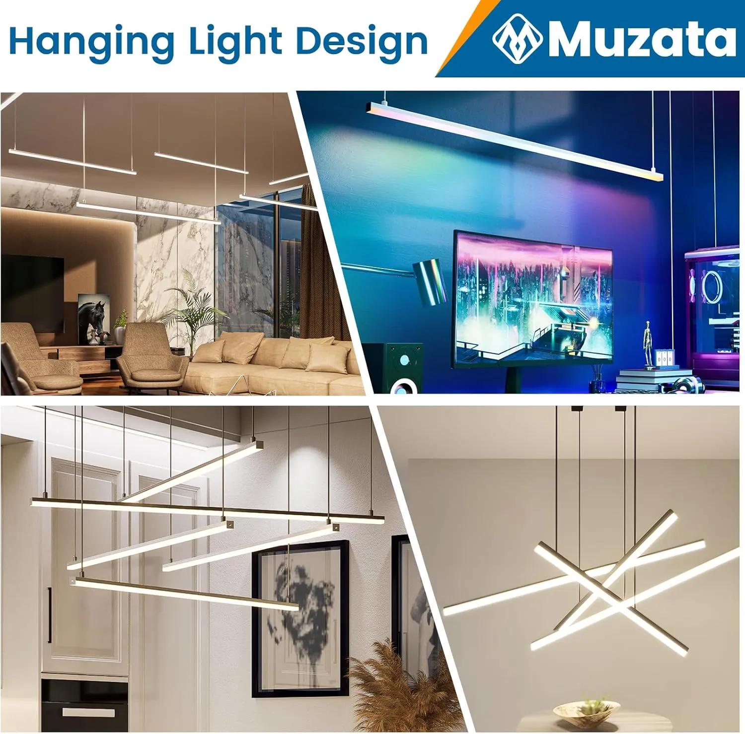 Muzata 10Pack 3.3FT/1M Spotless LED Channel with Hanging Wire No Hot Spots Silver Aluminum LED Strip Diffuser Channel with Milky White Cover U116 WW 1M