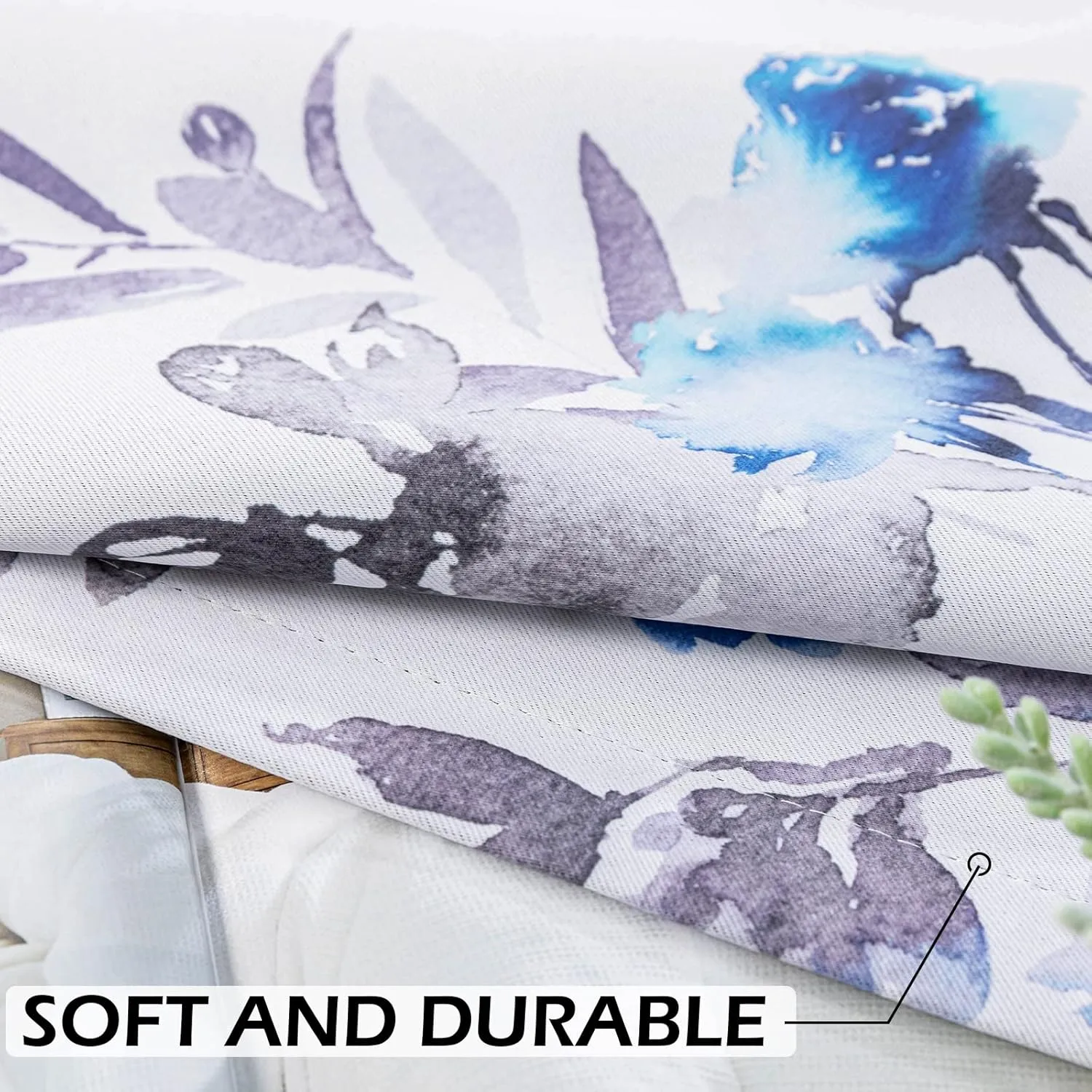 MYSKY HOME Curtains 84 Inches Long for Living Room, Blue Floral Thermal Insulated Light Blocking Grommet drapes, 2 Panels, Grey and Blue.