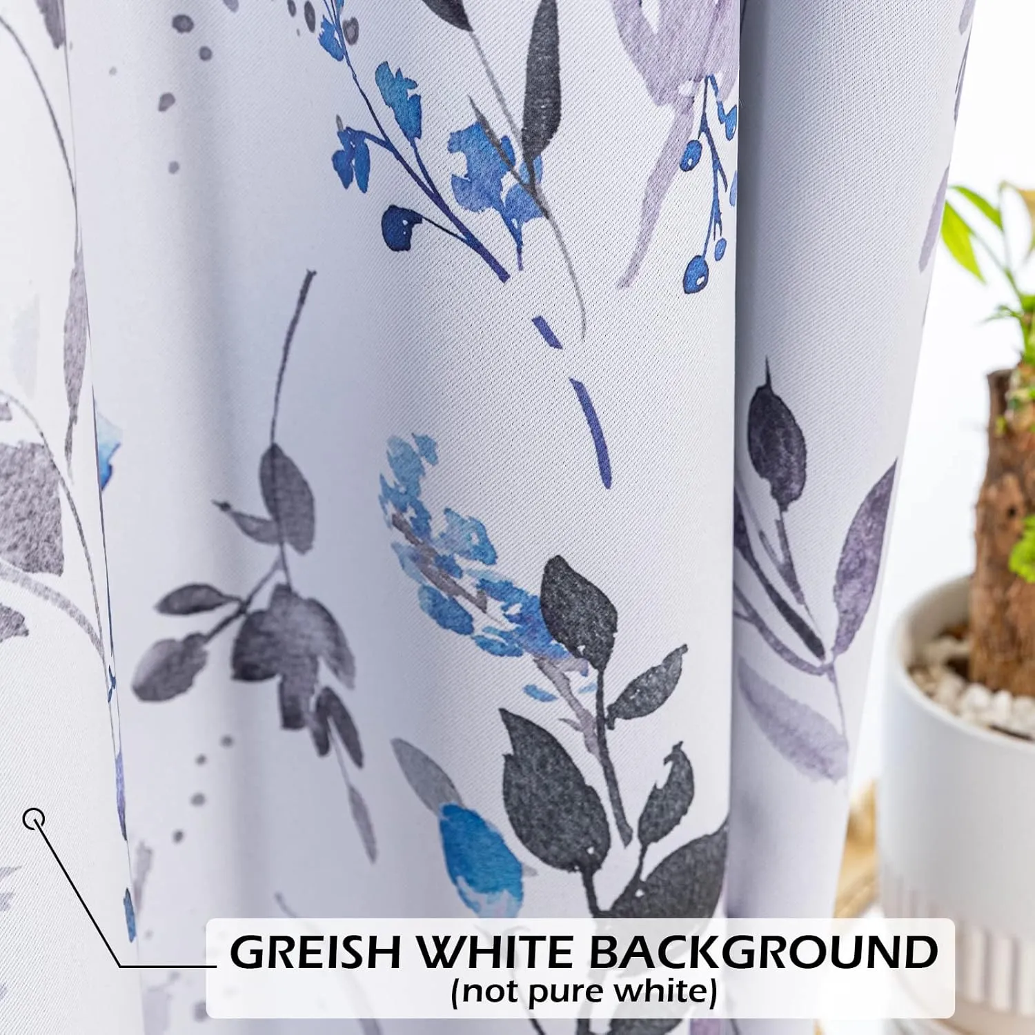 MYSKY HOME Curtains 84 Inches Long for Living Room, Blue Floral Thermal Insulated Light Blocking Grommet drapes, 2 Panels, Grey and Blue.