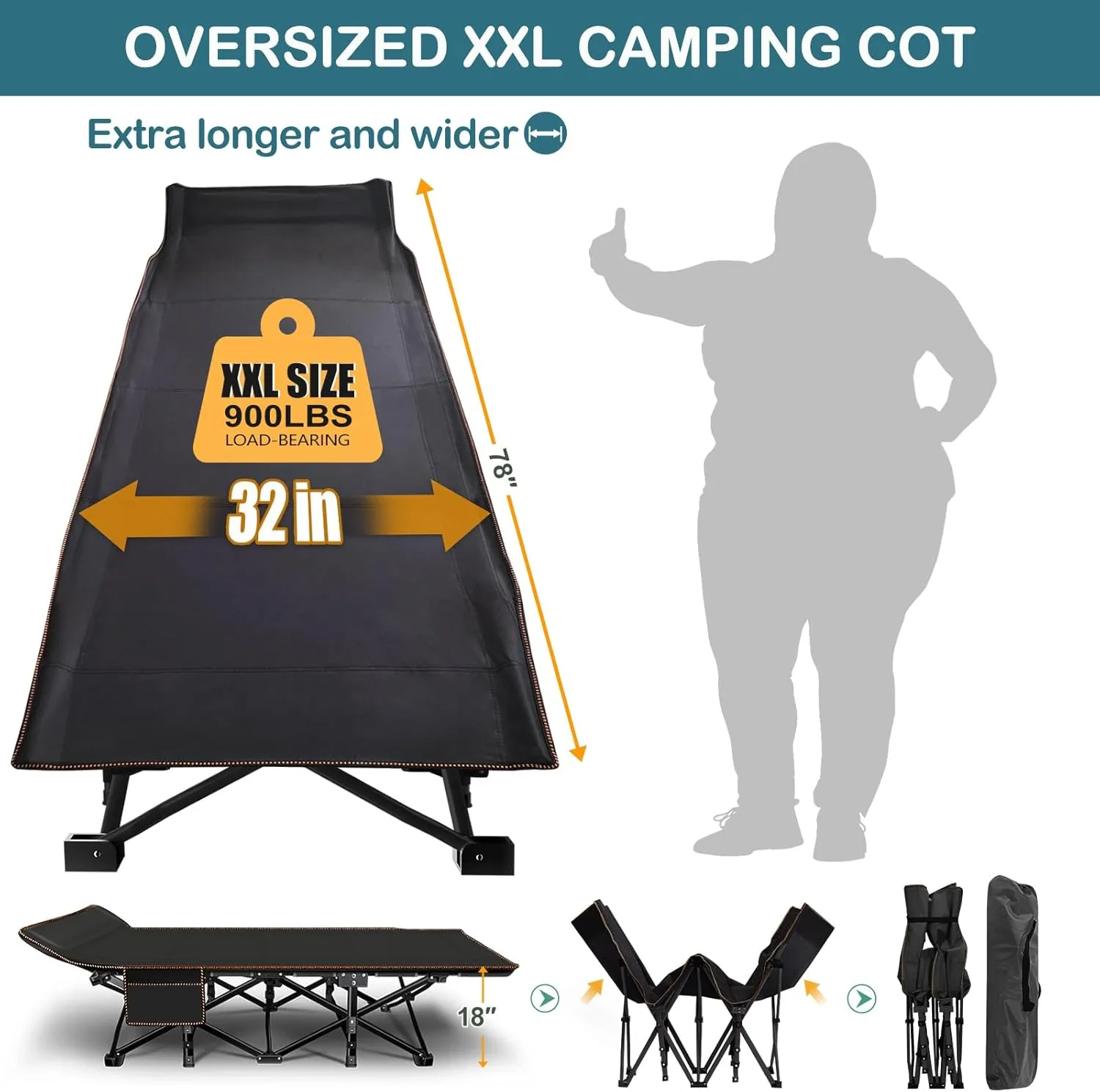 NAIZEA Folding Camping Cots for Adults, Folding Cot with Mattress, Camping Foldable Bed, Portable Military Cot, Double Layer Oxford Strong Heavy Duty Sleeping Cots w/Carry Bag for Camp Office Travel