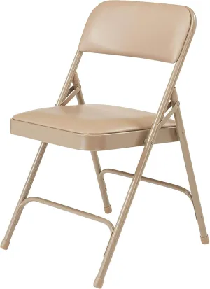 National Public Seating Premium Padded Portable Folding Chairs 1200 Series Upholstered, Heavy-Duty Foldable Chairs for Indoor & Outdoor Use – Set of 4, Comfortable & Durable, French Beige