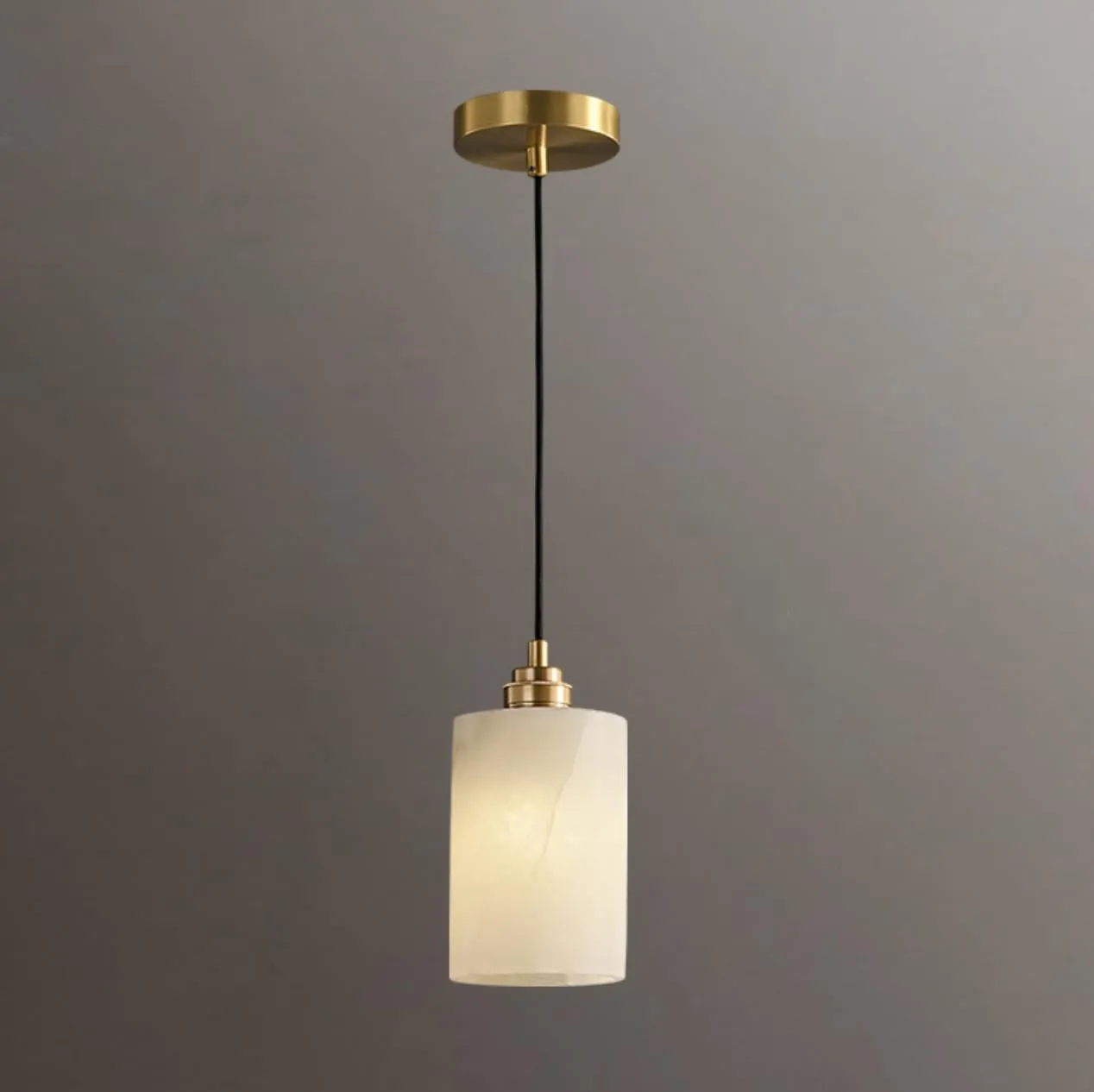 Natural Alabaster Modern Pendant Light White Marble Pendant Lights Kitchen Island Lighting Fixtures Cylinder Stone Shade Mini Contemporary Hanging Lamp