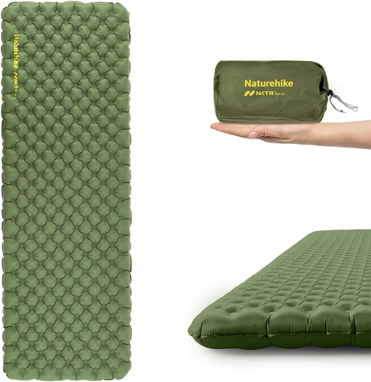 Naturehike Camping Sleeping Pad 4.6 R-Value can be Used for temperatures≥-4℉ Weighs only 26oz Ultralight Waterproof Compact 3in Dynamic Thickening Double-Layer Air Valve Inflatable Bag
