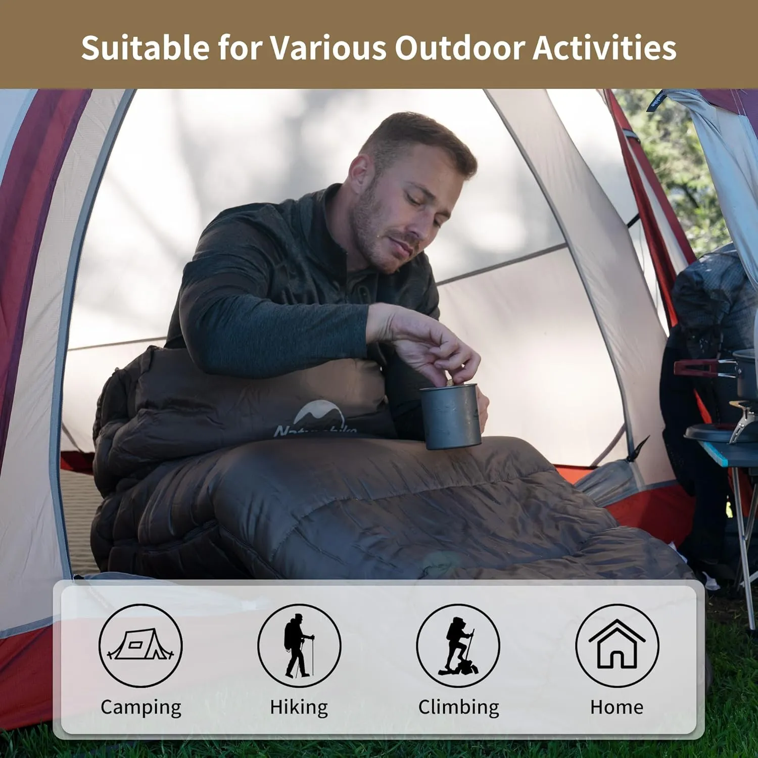 Naturehike Sleeping Bags for Adults, 23-39℉ Mummy Backpacking Sleeping Bag, 0 Degree Lightweight Sleeping Bag Warm for Camping, Hiking
