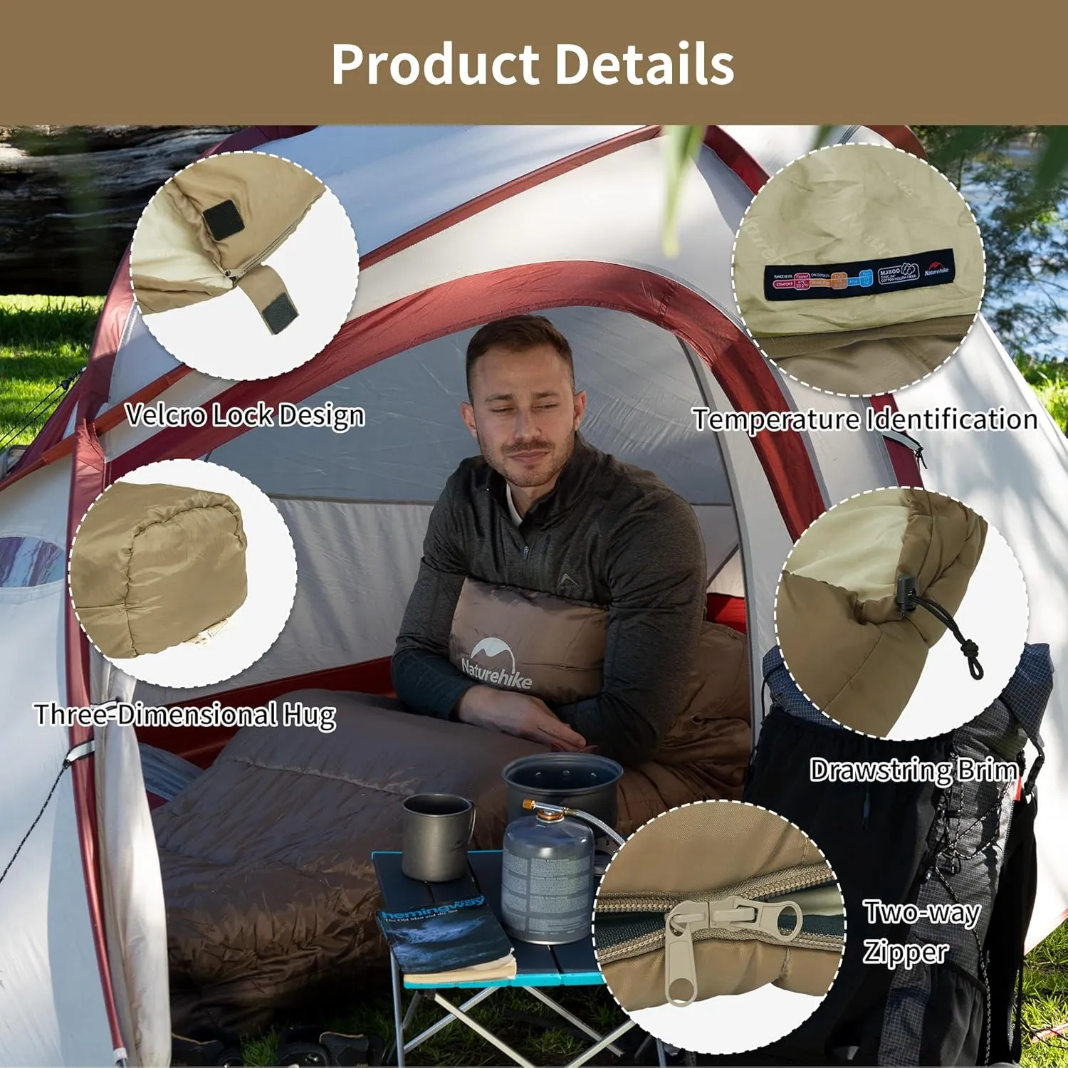 Naturehike Sleeping Bags for Adults, 23-39℉ Mummy Backpacking Sleeping Bag, 0 Degree Lightweight Sleeping Bag Warm for Camping, Hiking