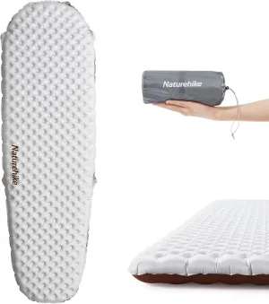 Naturehike Ultralight Insulated Sleeping Pad with R5.8, 3.2in Thickened Patchworkable Inflatable Double Sleeping Mat for Camping, Hiking, Climbing with Inflatable Bag (Silver-Mummy)