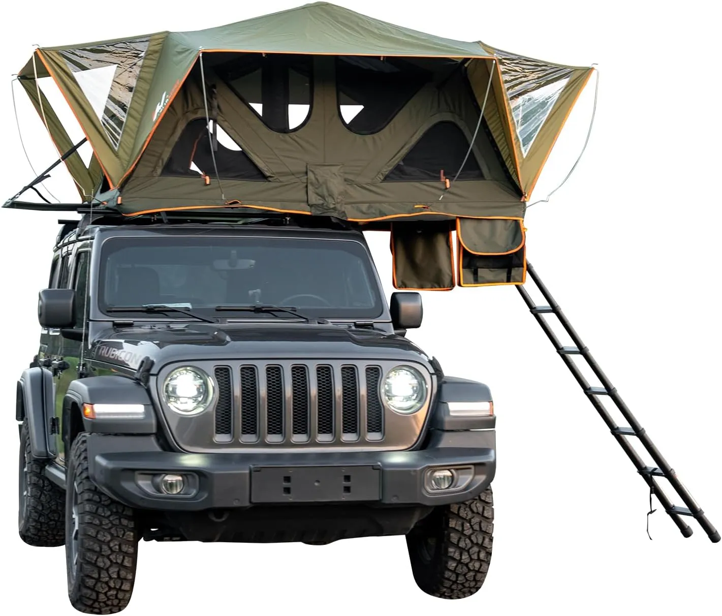 Naturnest Roof Top Tent Soft Shell Rooftop Tent Softshell Car Tent Camping Roof Tent for Pickup Wagon Van SUV All Seasons with Large Sunroof & Removable Rainfly & Telescopic Ladder