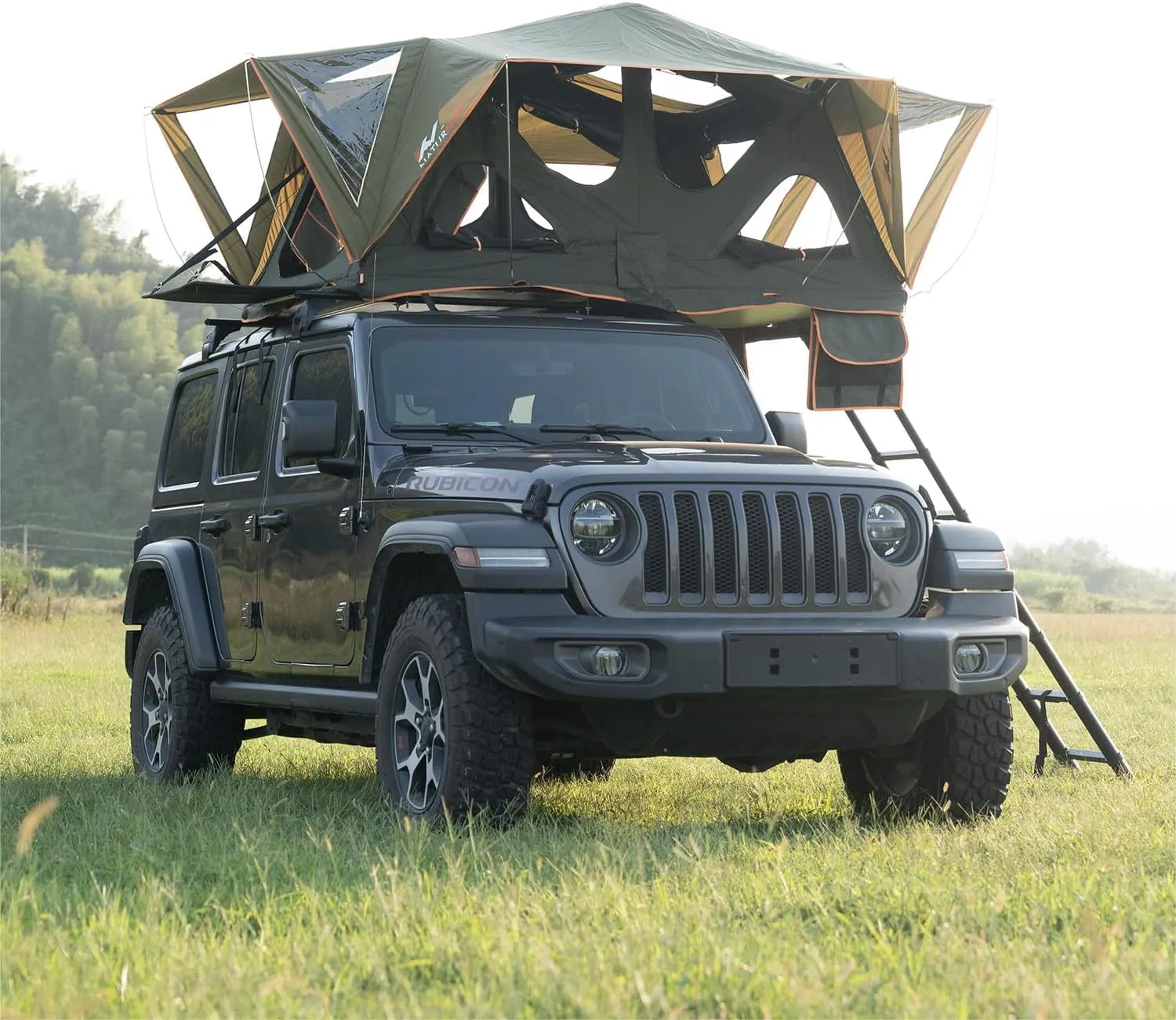 Naturnest Roof Top Tent Soft Shell Rooftop Tent Softshell Car Tent Camping Roof Tent for Pickup Wagon Van SUV All Seasons with Large Sunroof & Removable Rainfly & Telescopic Ladder