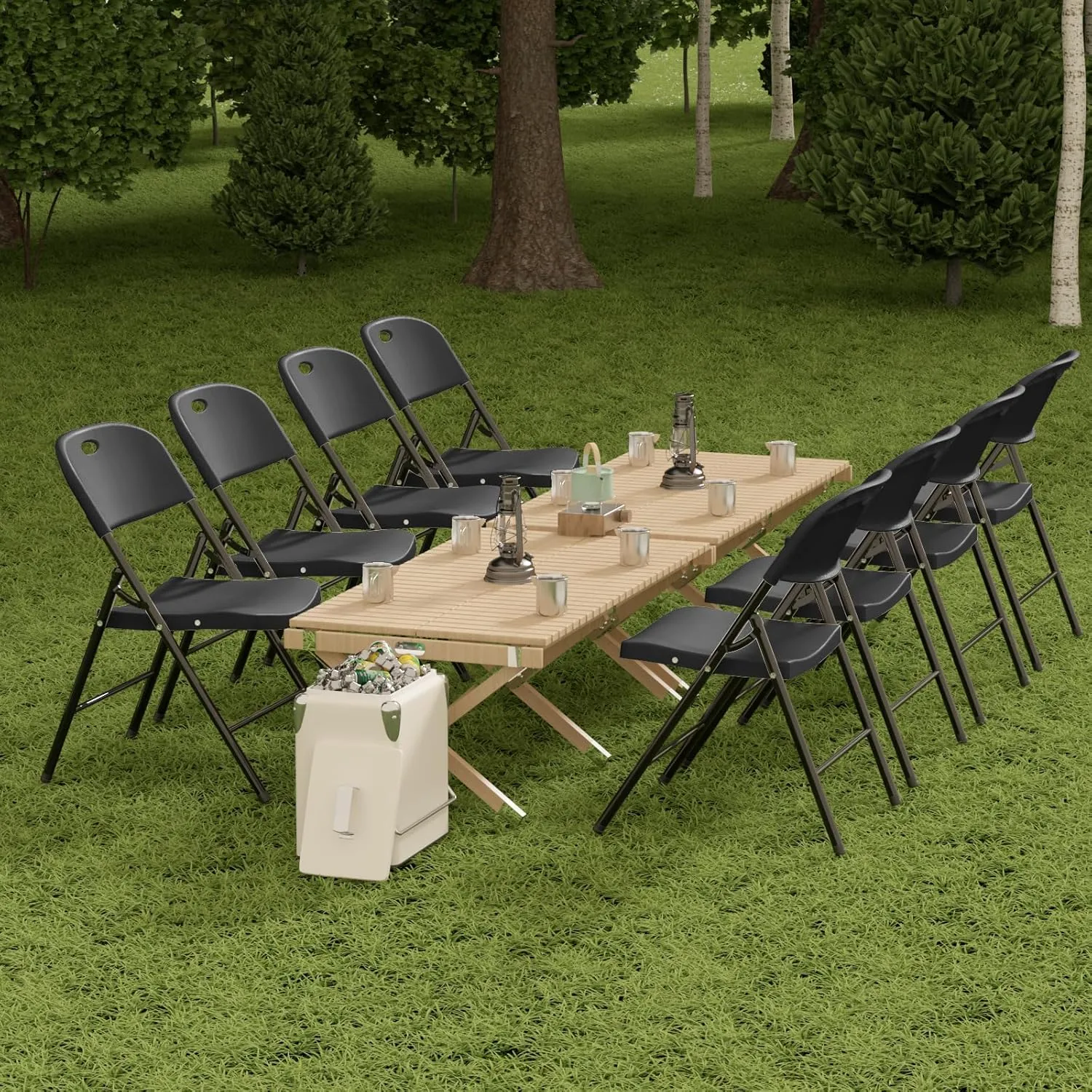 Nazhura 650 Weight Limit Heavy Duty Plastic Folding Chair with Reinfoced Steel Frame for Indoor and Outdoor, Wedding, Party, Restaurant, Meeting Room, Patio and Garden (Black, 6 Pack)