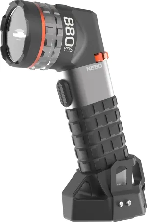 NEBO LUXTREME SL50 Spotlight | 450 Lumens, Very Bright 1/2 Mile Beam, Waterproof, 40 Hours Run Time or Nonstop Use With 12V Adapter, Rechargeable LED Flashlight, Magnetic Base, Includes Charge Cable