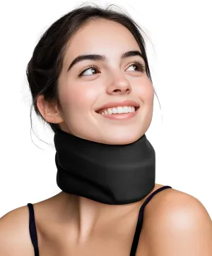 Neck Brace Cervical Collar - Neck Support Brace for Sleeping, Soft Foam Wraps Keep Vertebrae Stable and Aligned for Relief of Cervical Spine Pressure Black Large(15.8-18.1 Inch)