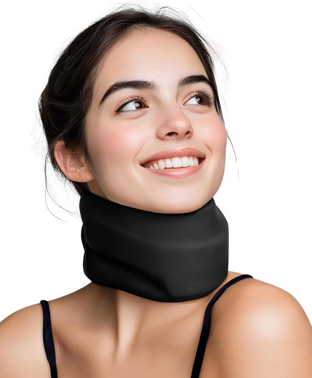 Neck Brace Cervical Collar - Neck Support Brace for Sleeping, Soft Foam Wraps Keep Vertebrae Stable and Aligned for Relief of Cervical Spine Pressure Black Large(15.8-18.1 Inch)