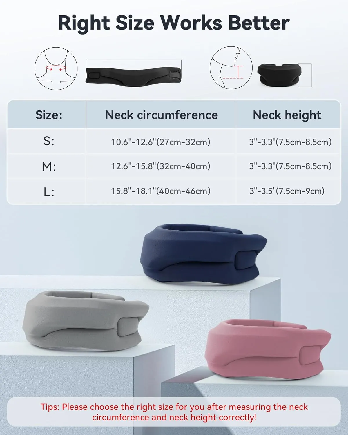 Neck Brace Cervical Collar - Neck Support Brace for Sleeping, Soft Foam Wraps Keep Vertebrae Stable and Aligned for Relief of Cervical Spine Pressure Black Large(15.8-18.1 Inch)