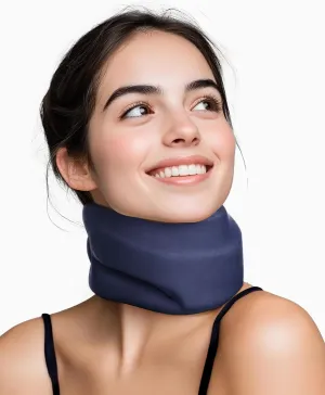 Neck Brace Cervical Collar - Neck Support Brace for Sleeping, Soft Foam Wraps Keep Vertebrae Stable and Aligned for Relief of Cervical Spine Pressure Dark Blue (12.6-15.8 Inch)