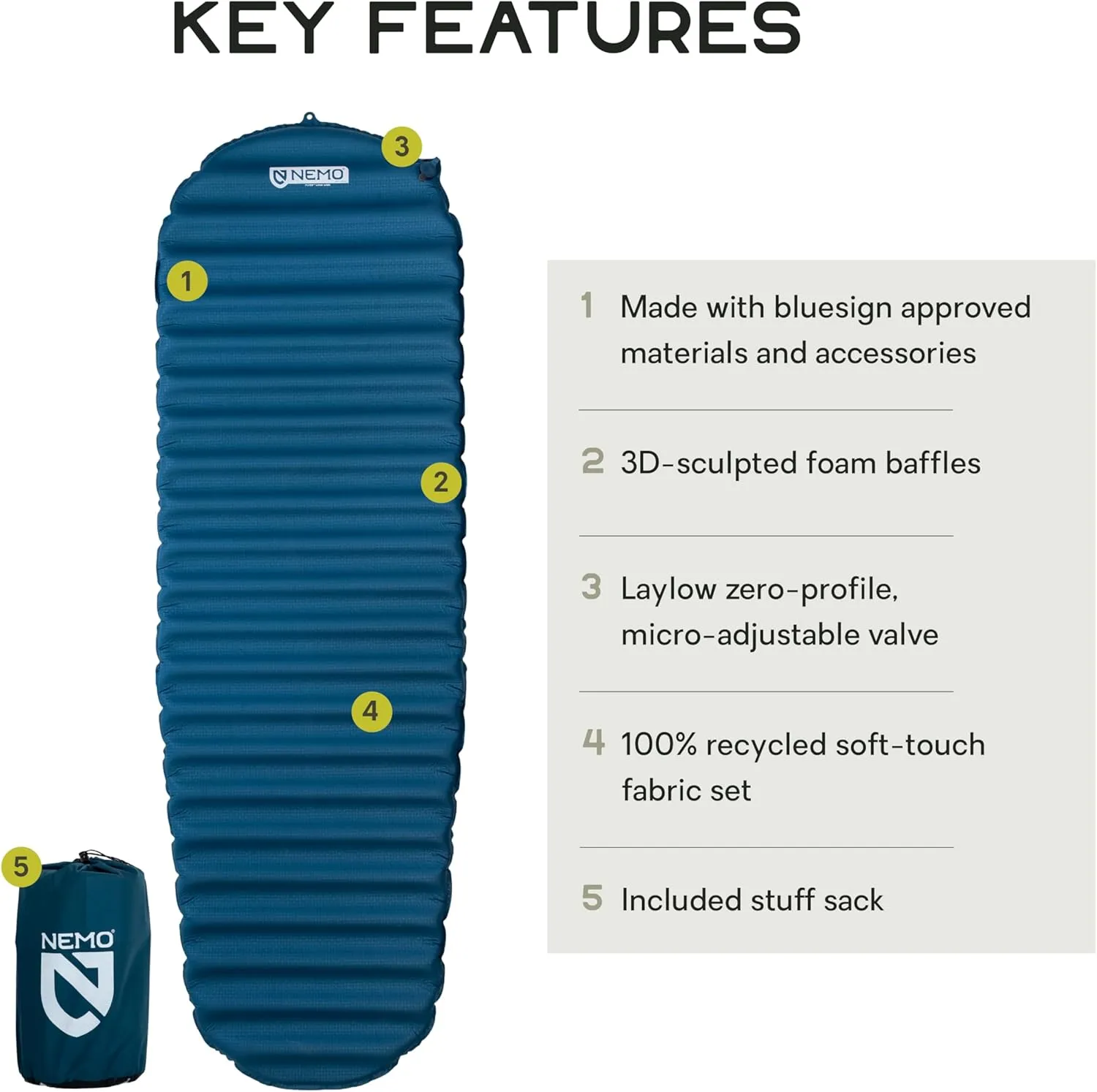 NEMO Equipment Flyer Self-Inflating Bluesign Sleeping Pad - Long Wide - Abyss