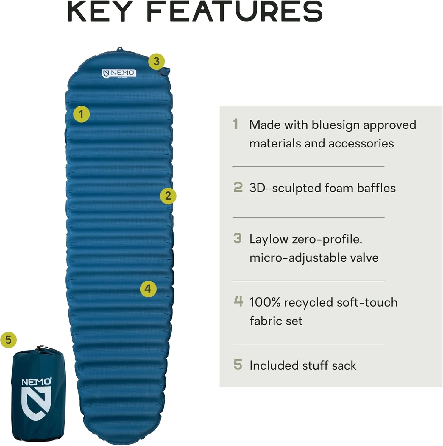 NEMO Equipment Flyer Self-Inflating Bluesign Sleeping Pad - Regular - Abyss