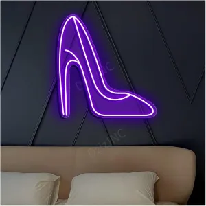 Neon Signs High Heel Personalized Custom Led Neon Lights Signs with Remote Control Dimmable for Bedroom Home Bar Birthday Party Wedding Wall Decors(Purple,42x45cm)