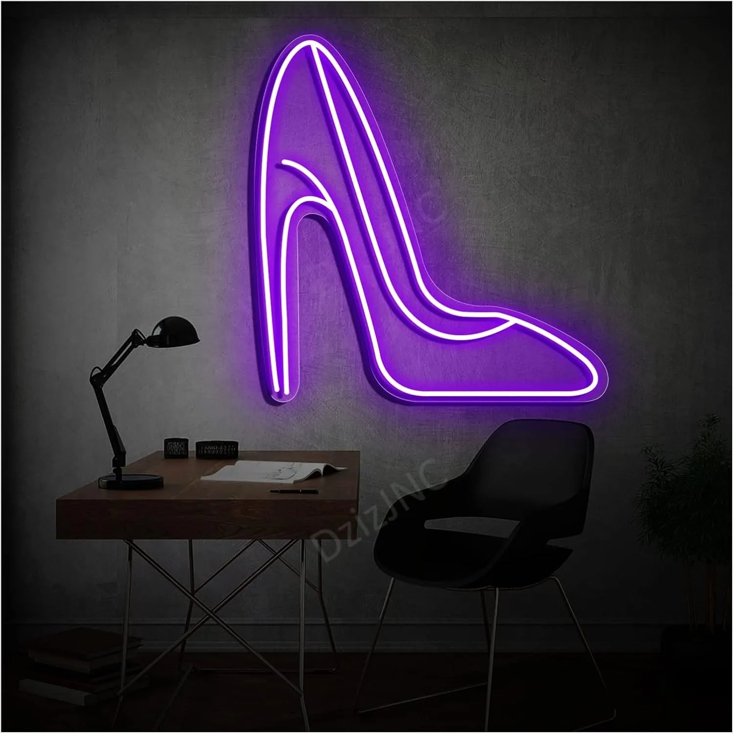 Neon Signs High Heel Personalized Custom Led Neon Lights Signs with Remote Control Dimmable for Bedroom Home Bar Birthday Party Wedding Wall Decors(Purple,42x45cm)