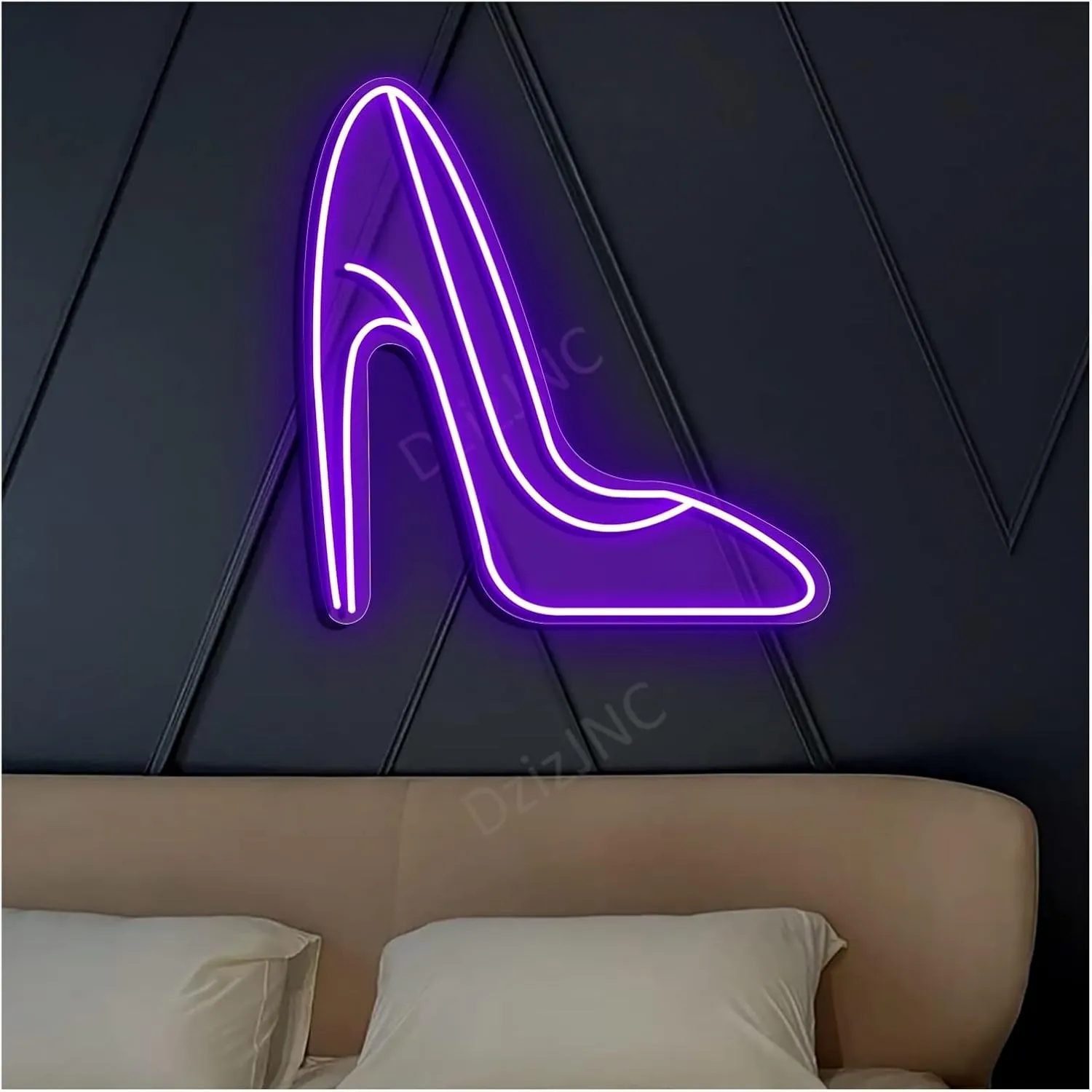 Neon Signs High Heel Personalized Custom Led Neon Lights Signs with Remote Control Dimmable for Bedroom Home Bar Birthday Party Wedding Wall Decors(Purple,42x45cm)